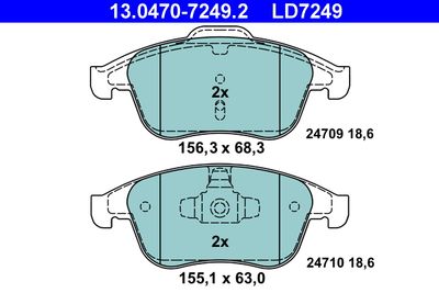 Brake Pad Set, disc brake ATE 13.0470-7249.2