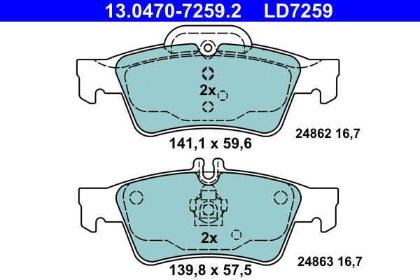 ATE 13.0470-7259.2 Brake Pad Set, disc brake