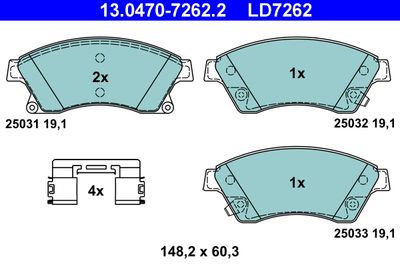 Brake Pad Set, disc brake ATE 13.0470-7262.2