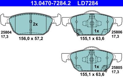 Brake Pad Set, disc brake ATE 13.0470-7284.2