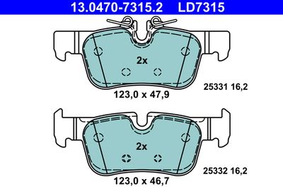 Brake Pad Set, disc brake ATE 13.0470-7315.2