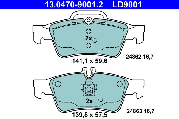 ATE 13.0470-9001.2 Brake Pad Set, disc brake