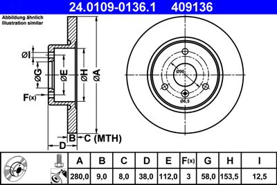 Brake Disc ATE 24.0109-0136.1