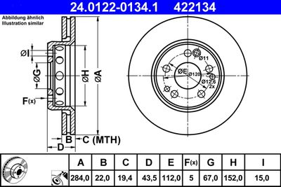 Brake Disc ATE 24.0122-0134.1