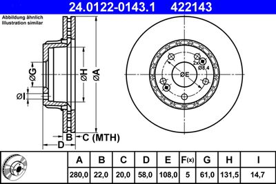 Brake Disc ATE 24.0122-0143.1