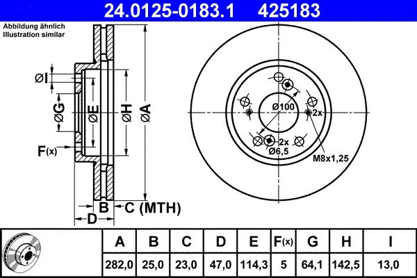 ATE 24.0125-0183.1 Brake Disc