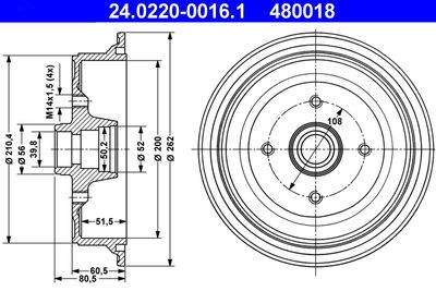 Brake Drum ATE 24.0220-0016.1