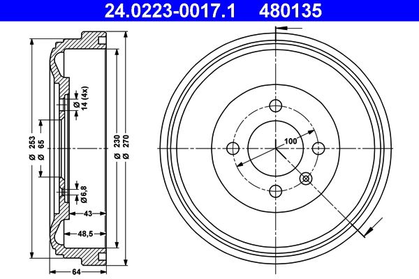 ATE 24.0223-0017.1 Brake Drum