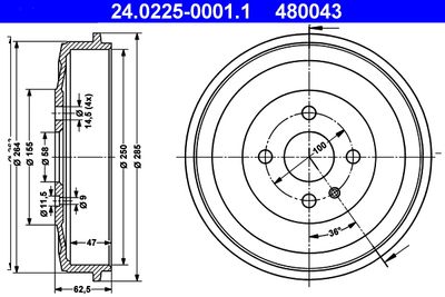 Brake Drum ATE 24.0225-0001.1