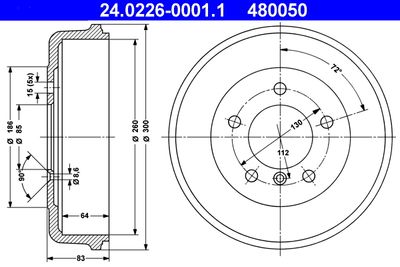 Brake Drum ATE 24.0226-0001.1