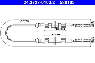 Cable Pull, parking brake ATE 24.3727-0103.2