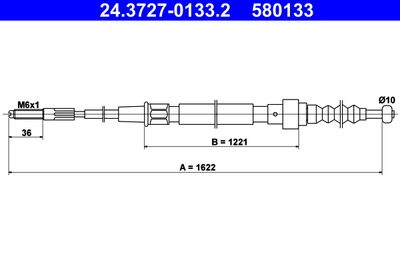 Cable Pull, parking brake ATE 24.3727-0133.2