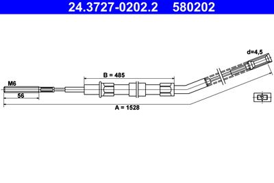 Cable Pull, parking brake ATE 24.3727-0202.2