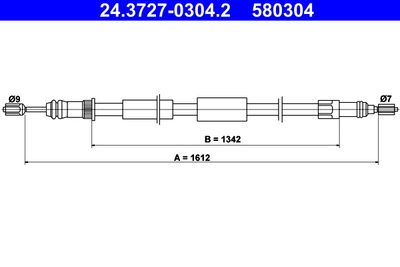 Cable Pull, parking brake ATE 24.3727-0304.2