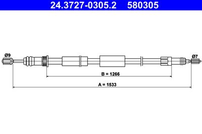 Cable Pull, parking brake ATE 24.3727-0305.2