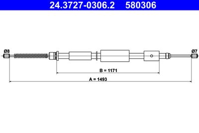 Cable Pull, parking brake ATE 24.3727-0306.2