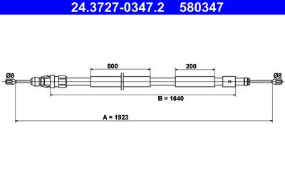 Cable Pull, parking brake ATE 24.3727-0347.2