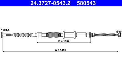 Cable Pull, parking brake ATE 24.3727-0543.2