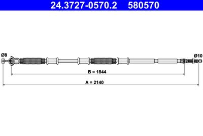 Cable Pull, parking brake ATE 24.3727-0570.2