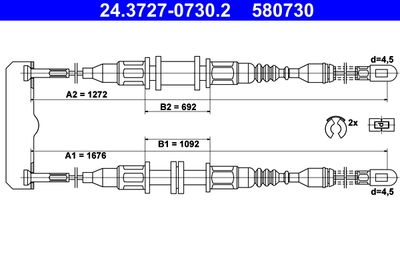 Cable Pull, parking brake ATE 24.3727-0730.2