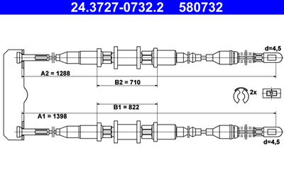 Cable Pull, parking brake ATE 24.3727-0732.2