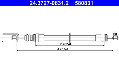 Cable Pull, parking brake ATE 24.3727-0831.2