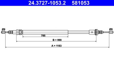 Cable Pull, parking brake ATE 24.3727-1053.2