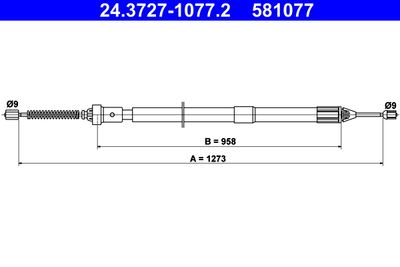 Cable Pull, parking brake ATE 24.3727-1077.2