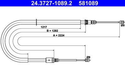 Cable Pull, parking brake ATE 24.3727-1089.2