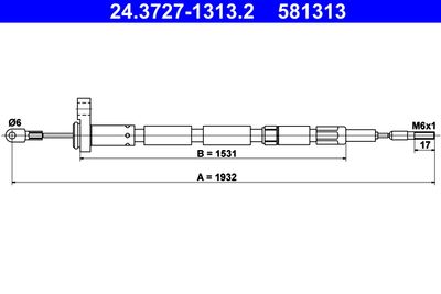 Cable Pull, parking brake ATE 24.3727-1313.2