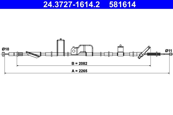 ATE 24.3727-1614.2 Cable Pull, parking brake