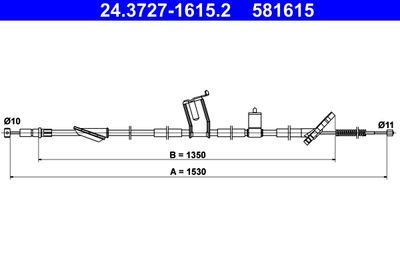 Cable Pull, parking brake ATE 24.3727-1615.2