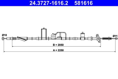 Cable Pull, parking brake ATE 24.3727-1616.2