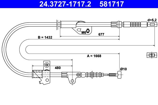 ATE 24.3727-1717.2 Cable Pull, parking brake