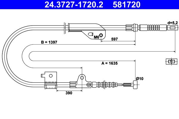 ATE 24.3727-1720.2 Cable Pull, parking brake