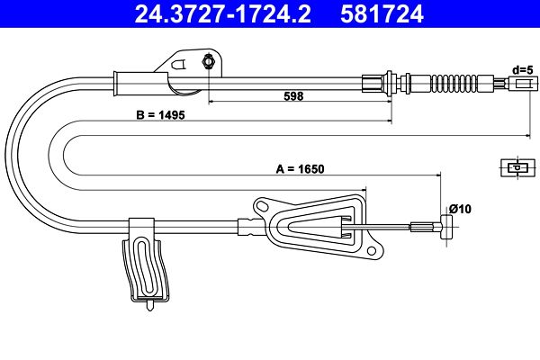 ATE 24.3727-1724.2 Cable Pull, parking brake