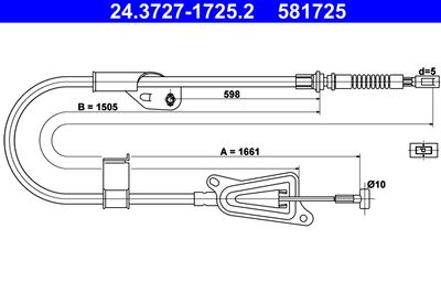 Cable Pull, parking brake ATE 24.3727-1725.2