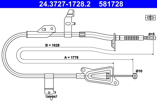 ATE 24.3727-1728.2 Cable Pull, parking brake