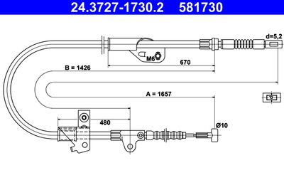 Cable Pull, parking brake ATE 24.3727-1730.2