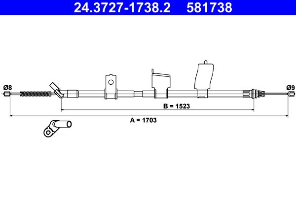 ATE 24.3727-1738.2 Cable Pull, parking brake