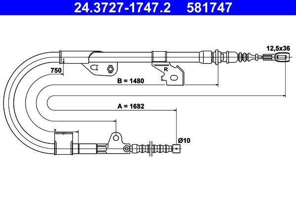 ATE 24.3727-1747.2 Cable Pull, parking brake