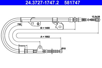 Cable Pull, parking brake ATE 24.3727-1747.2