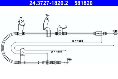 Cable Pull, parking brake ATE 24.3727-1820.2