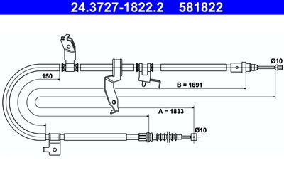 Cable Pull, parking brake ATE 24.3727-1822.2