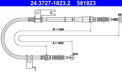 Cable Pull, parking brake ATE 24.3727-1823.2