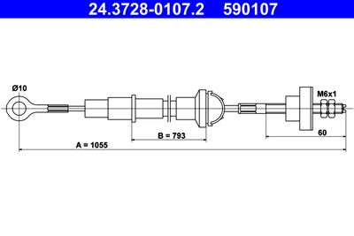 Cable Pull, clutch control ATE 24.3728-0107.2