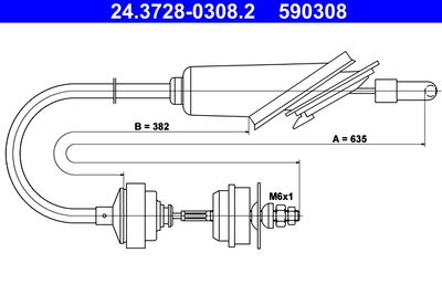 Cable Pull, clutch control ATE 24.3728-0308.2