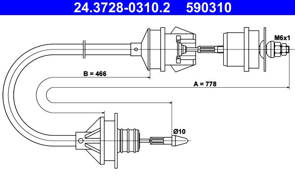 ATE 24.3728-0310.2 Cable Pull, clutch control