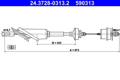 Cable Pull, clutch control ATE 24.3728-0313.2