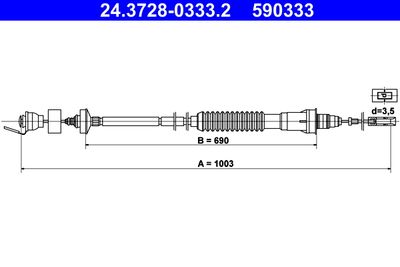 Cable Pull, clutch control ATE 24.3728-0333.2